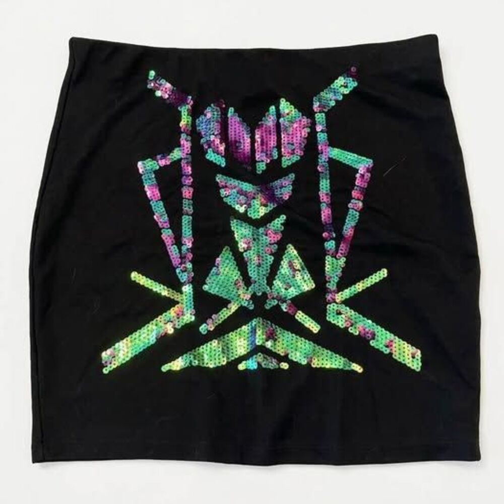 Gina Tricot Black Sequin Mini Skirt Women's M